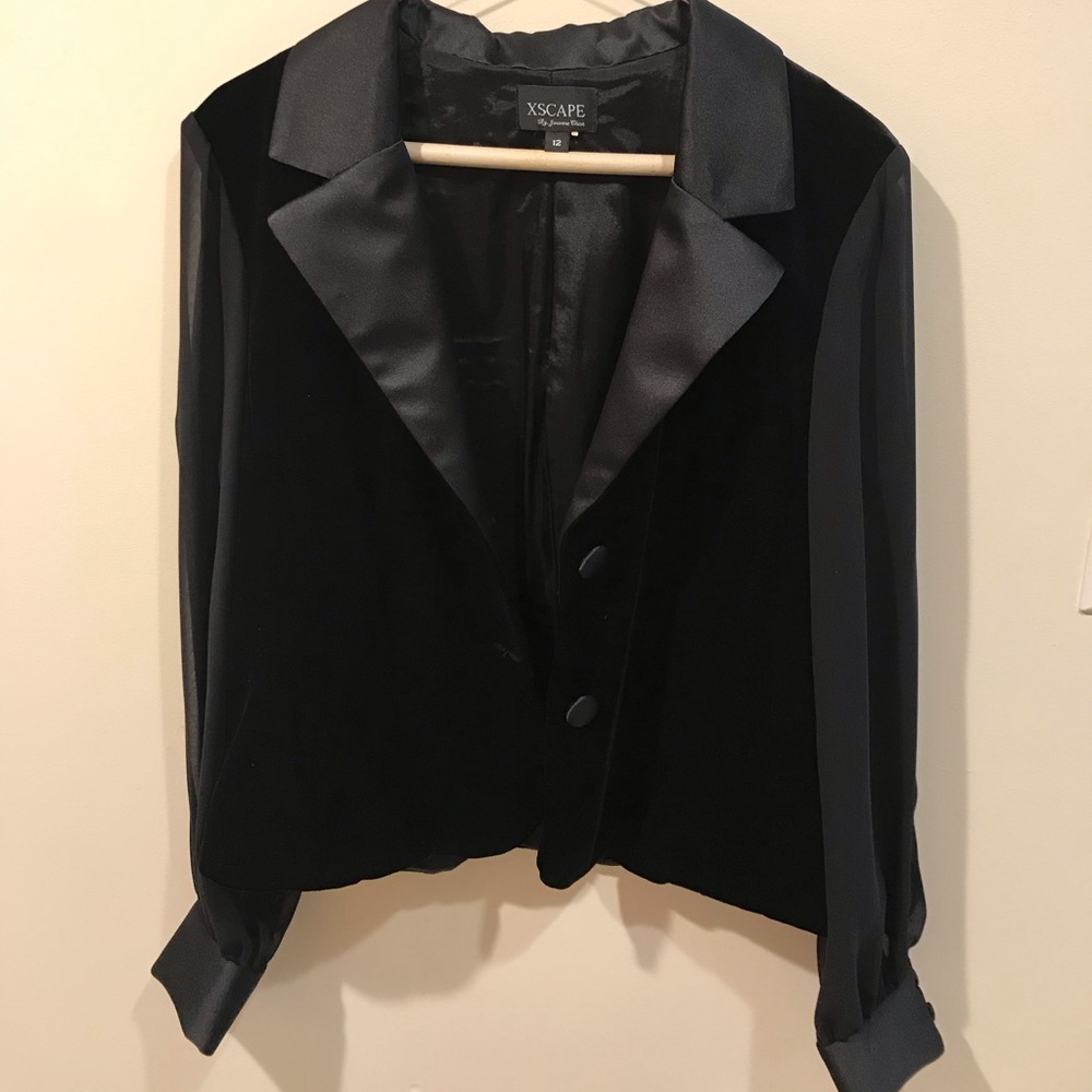 Black Blazer with Sheer Sleeves